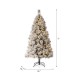Glitzhome 6ft Pre-Lit Snow Flocked Pencil Pine Artificial Christmas Tree with 300 Warm White Lights