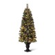 Glitzhome 5ft Pre-Lit Green Flocked Pine Artificial Christmas Porch Tree with 130 Warm White Lights