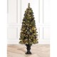 Glitzhome 5ft Pre-Lit Green Flocked Pine Artificial Christmas Porch Tree with 130 Warm White Lights