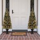 Glitzhome 5ft Pre-Lit Green Flocked Pine Artificial Christmas Porch Tree with 130 Warm White Lights