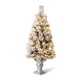 Glitzhome 4ft Pre-Lit Snow Flocked Pine Artificial Christmas Porch Tree with 100 Warm White Lights