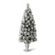 Glitzhome 5ft Pre-Lit Snow Flocked Pine Artificial Christmas Porch Tree with 150 Warm White Lights