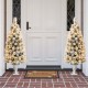 Glitzhome 5ft Pre-Lit Snow Flocked Pine Artificial Christmas Porch Tree with 150 Warm White Lights