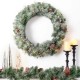 Glitzhome 30"D Pre-Lit Glittered Pine Cone Christmas Wreath with 50 Warm White Lights