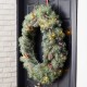 Glitzhome 36"D Oversized Pre-Lit Glittered Pine Cone Christmas Wreath with 50 Warm White Lights