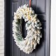 Glitzhome 30"D Pre-Lit Snow Flocked Christmas Wreath with 50 Warm White Lights