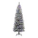 Glitzhome 7.5ft Pre-Lit Snow Flocked Pencil Pine Artificial Christmas Tree with 300 Warm White/Multi-Color Lights