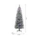 Glitzhome 7.5ft Pre-Lit Snow Flocked Pencil Pine Artificial Christmas Tree with 300 Warm White/Multi-Color Lights