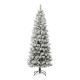 Glitzhome 7.5ft Pre-Lit Snow Flocked Pencil Pine Artificial Christmas Tree with 300 Warm White/Multi-Color Lights
