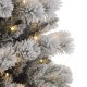 Glitzhome 7.5ft Pre-Lit Snow Flocked Pencil Pine Artificial Christmas Tree with 300 Warm White/Multi-Color Lights