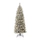 Glitzhome 7.5ft Pre-Lit Snow Flocked Pencil Pine Artificial Christmas Tree with 350 Warm White Lights