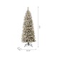 Glitzhome 7.5ft Pre-Lit Snow Flocked Pencil Pine Artificial Christmas Tree with 350 Warm White Lights