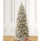 Glitzhome 7.5ft Pre-Lit Snow Flocked Pencil Pine Artificial Christmas Tree with 350 Warm White Lights