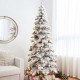 Glitzhome 7.5ft Pre-Lit Snow Flocked Layered Spruce Artificial Christmas Tree with 350 Warm White Lights