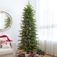 Glitzhome 7.5ft Pre-Lit Green Pencil Pine Artificial Christmas Tree with 450 Warm White Lights