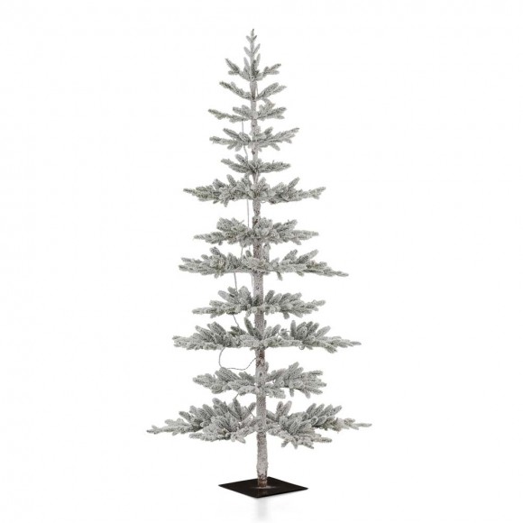 Glitzhome 7ft Deluxe Pre-Lit Snow Flocked Pine Artificial Christmas Tree with 400 Warm White Lights