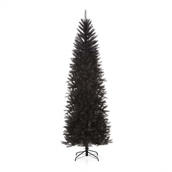 Glitzhome 7.5ft Black Tinsel Artificial Christmas Tree