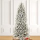 Glitzhome 9ft Pre-Lit Flocked Pencil Fir Artificial Christmas Tree with 600 Warm White Lights