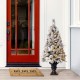 Glitzhome 4ft Pre-Lit Pine Artificial Christmas Porch Tree with 100 Warm White Lights and Poinsettias