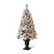 Glitzhome 4ft Pre-Lit Pine Artificial Christmas Porch Tree with 100 Warm White Lights and Poinsettias