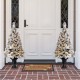 Glitzhome 4ft Pre-Lit Pine Artificial Christmas Porch Tree with 100 Warm White Lights and Poinsettias