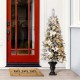 Glitzhome 5ft Pre-Lit Pine Artificial Christmas Porch Tree with 150 Warm White Lights and Poinsettias