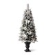 Glitzhome 5ft Pre-Lit Pine Artificial Christmas Porch Tree with 150 Warm White Lights and Poinsettias