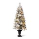 Glitzhome 5ft Pre-Lit Pine Artificial Christmas Porch Tree with 150 Warm White Lights and Poinsettias