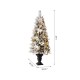 Glitzhome 5ft Pre-Lit Pine Artificial Christmas Porch Tree with 150 Warm White Lights and Poinsettias