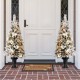 Glitzhome 5ft Pre-Lit Pine Artificial Christmas Porch Tree with 150 Warm White Lights and Poinsettias