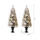 Glitzhome 5ft Pre-Lit Pine Artificial Christmas Porch Tree with 150 Warm White Lights and Poinsettias, Set of 2
