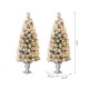 Glitzhome 5ft Pre-Lit Snow Flocked Pine Artificial Christmas Porch Tree with 150 Warm White Lights, Set of 2