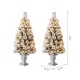 Glitzhome 4ft Pre-Lit Snow Flocked Pine Artificial Christmas Porch Tree with 100 Warm White Lights, Set of 2