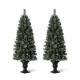 Glitzhome 5ft Pre-Lit Green Flocked Pine Artificial Christmas Porch Tree with 130 Warm White Lights, Set of 2