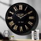 Glitzhome 31.25"D Oversized Modern Farmhouse Metal Enamel Wall Clock (Black/Gold)