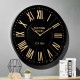 Glitzhome 31.25"D Oversized Modern Farmhouse Metal Enamel Wall Clock (Black/Gold)