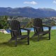 Elm PLUS Eco-Friendly Black Recycled HDPE Outdoor Adirondack Chair, Set of 2