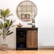 Glitzhome 31.50"L Modern Industrial Black/Walnut Wine Cabinet with Natural Top and Sliding Door