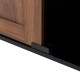 Glitzhome 31.50"L Modern Industrial Black/Walnut Wine Cabinet with Natural Top and Sliding Door