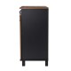 Glitzhome 31.50"L Modern Industrial Black/Walnut Wine Cabinet with Natural Top and Sliding Door