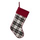 Glitzhome 2pk Black & White Plaid Fabric Christmas Stockings and 1 Tree skirt, Set of 3