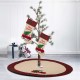 Glitzhome 2pk Embroidered Linen Red Truck Christmas Stockings and 1 Tree Skirt Set of 3