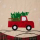 Glitzhome 2pk Embroidered Linen Red Truck Christmas Stockings and 1 Tree Skirt Set of 3