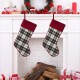 Glitzhome 2pk 20"L Black & White Plaid Fabric Christmas Stocking