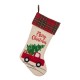 Glitzhome 2pk 21''L Embroidered Linen Red Truck Christmas Stocking