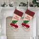 Glitzhome 2pk 21''L Embroidered Linen Red Truck Christmas Stocking