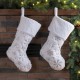 Glitzhome 2pk 21"L White Plush with Snowflake Christmas Stocking