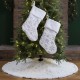 Glitzhome 2pk White Plush with Snowflake Christmas Stockings and 1 Tree skirt, Set of 3