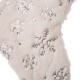 Glitzhome 2pk White Plush with Snowflake Christmas Stockings and 1 Tree skirt, Set of 3