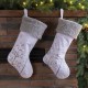 Glitzhome 2pk 21"L White Fleece with Christmas Tree and Snowflake Stocking